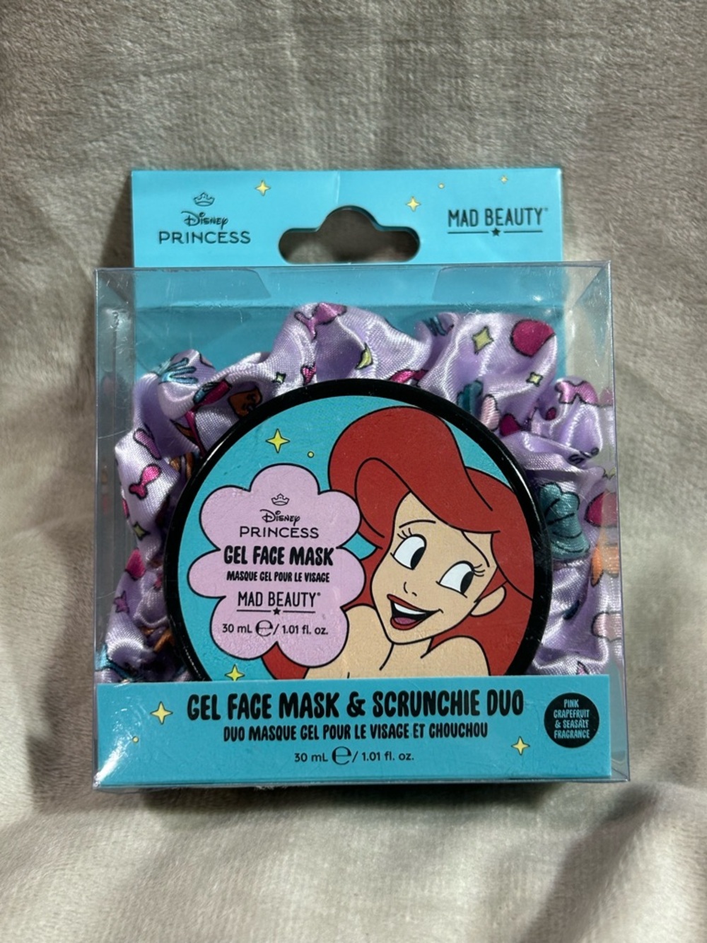 Disney Princess Ariel Gel Face Mask &‎ Scrunchie Duo - Lavender